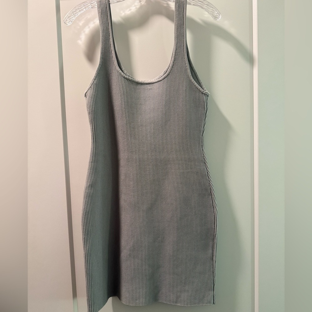 Babaton Light Gray Ribbed Knit Top